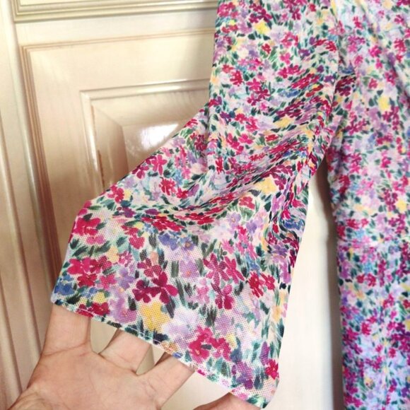 BCBGeneration 3/4 Sleeve, Faux Wrap, High Low Dress in Pink Floral, Sz 14, NWT - Picture 7 of 10